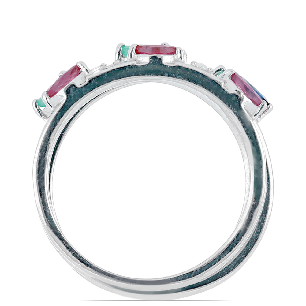 Set din Argint 925 ( 4.09 grame ) cu Rubin Malagasy și Smarald Brazilian 0.86 Carate ( Inel ) 2 