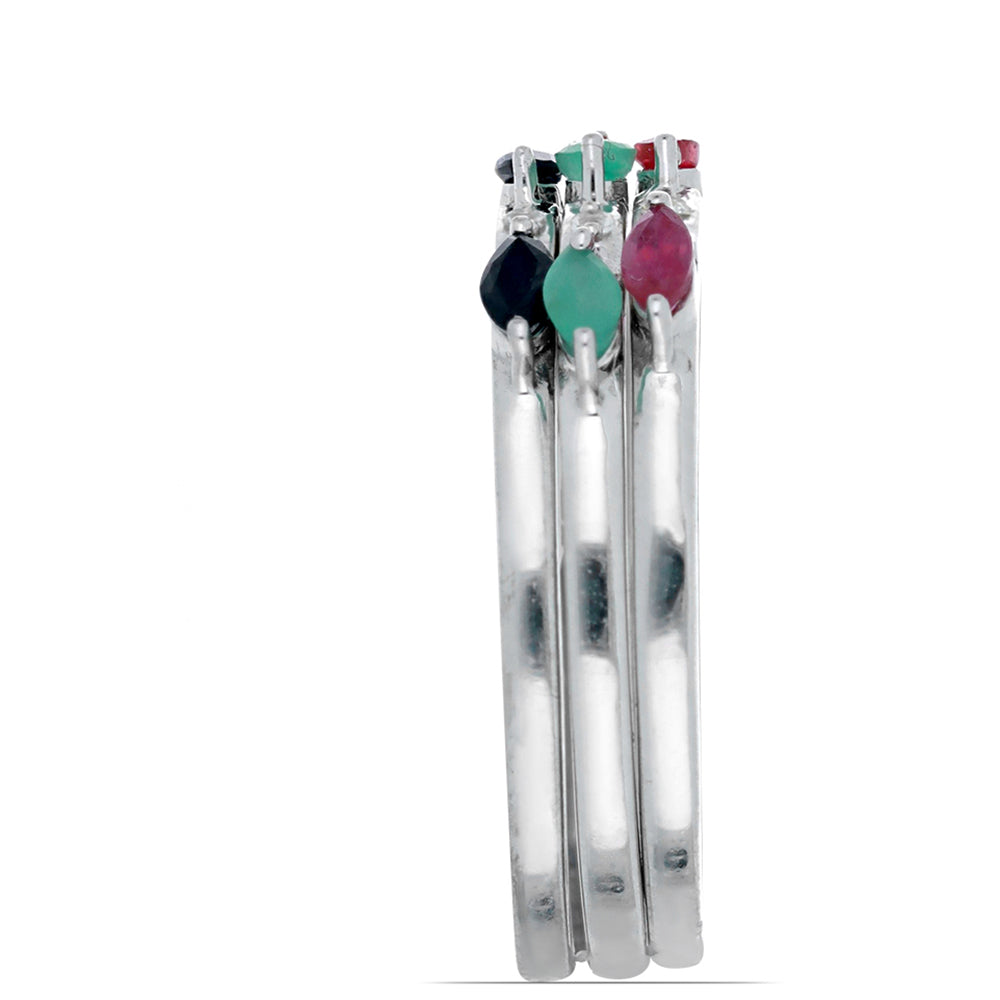 Set din Argint 925 ( 4.09 grame ) cu Rubin Malagasy și Smarald Brazilian 0.86 Carate ( Inel ) 3 