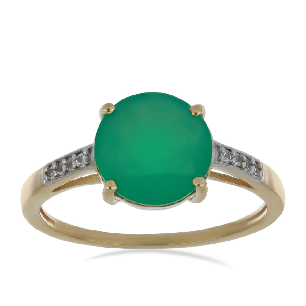 Inel din Argint 925 Placat cu Aur ( 1.92 grame ) cu Agat Verde și Topaz Alb 3.11 Carate 2 