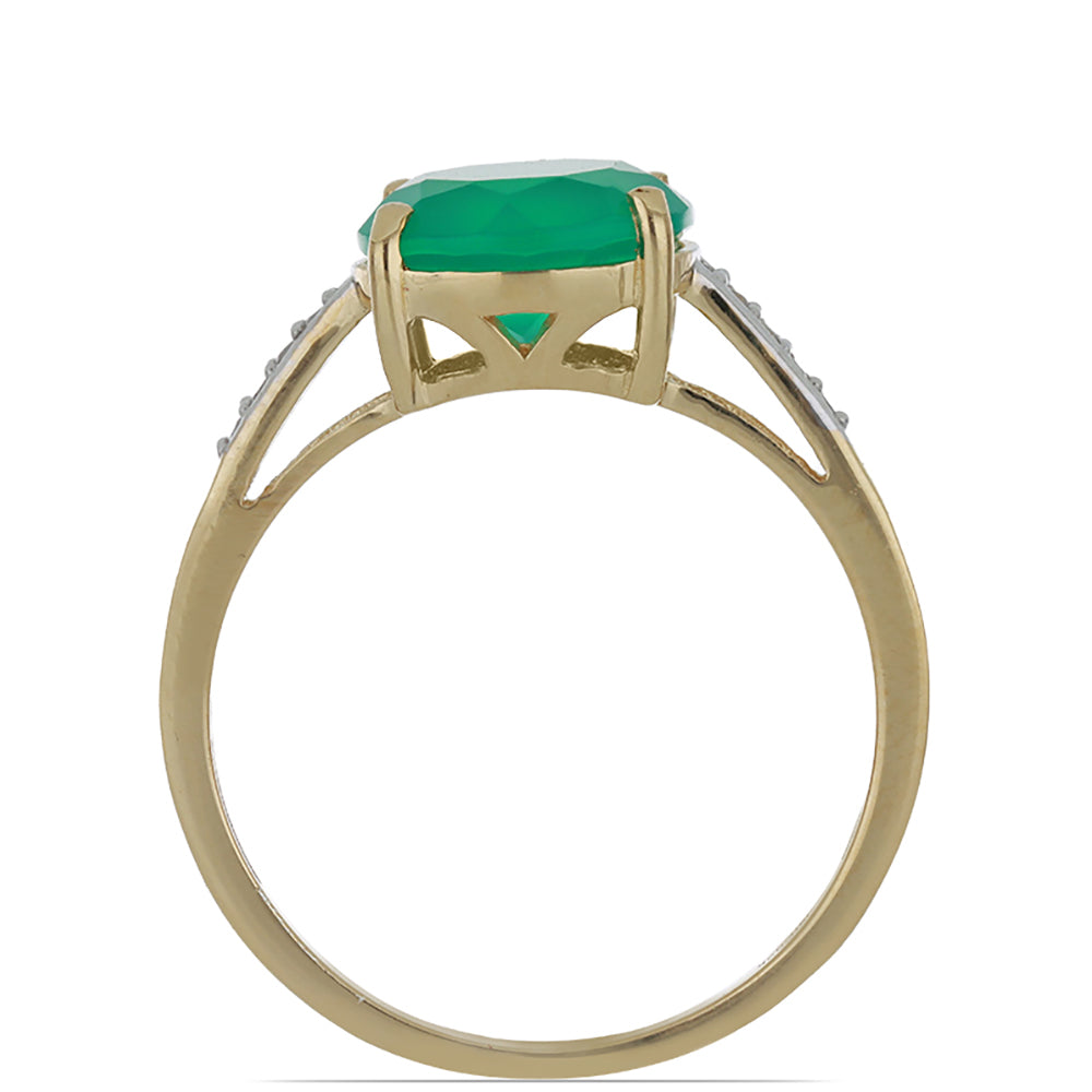 Inel din Argint 925 Placat cu Aur ( 1.92 grame ) cu Agat Verde și Topaz Alb 3.11 Carate 3 