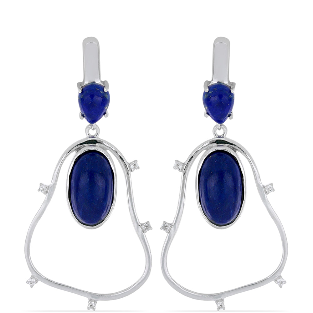 Cercei din Argint 925 ( 7.77 grame ) cu Lapis Lazuli Badakhshan și Topaz Alb 10.51 Carate 1 