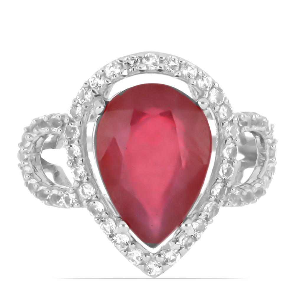 Inel din Argint 925 ( 3.72 grame ) cu Rubin Malagasy și Topaz Alb 8.19 Carate 1 