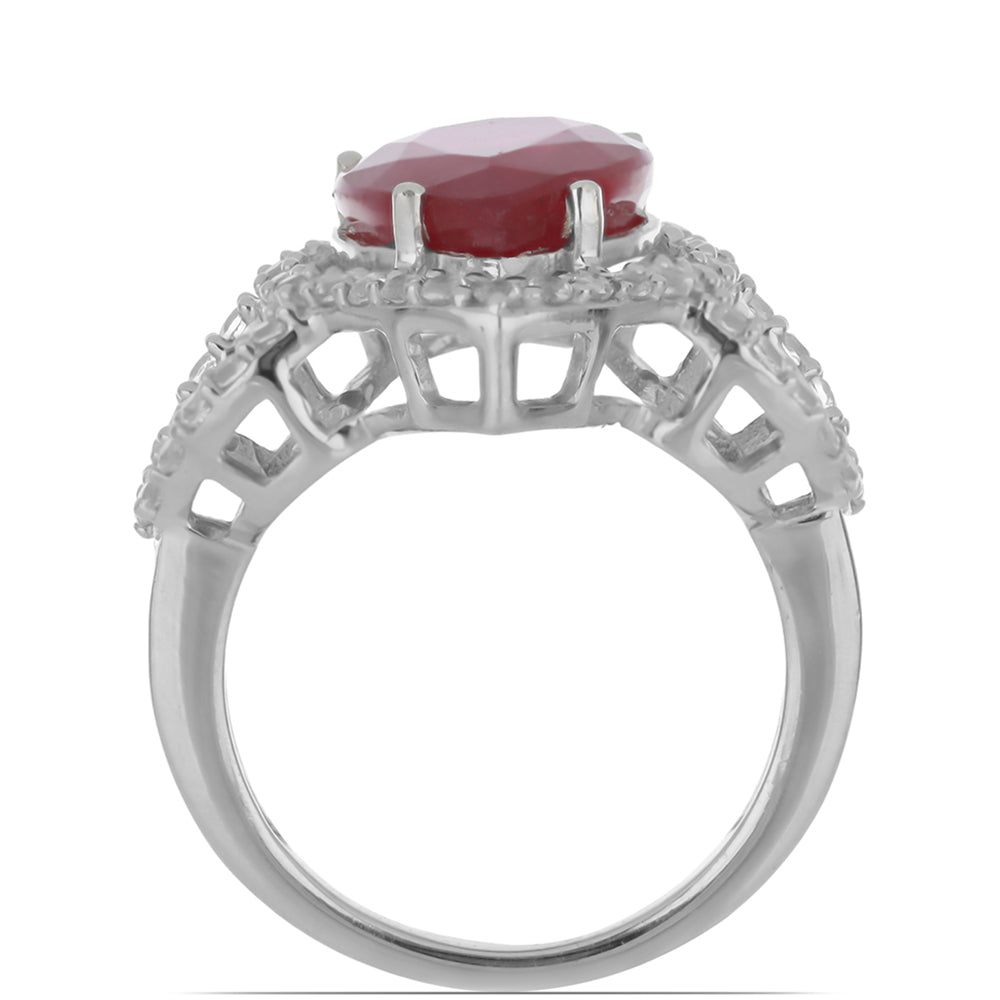 Inel din Argint 925 ( 3.72 grame ) cu Rubin Malagasy și Topaz Alb 8.19 Carate 2 