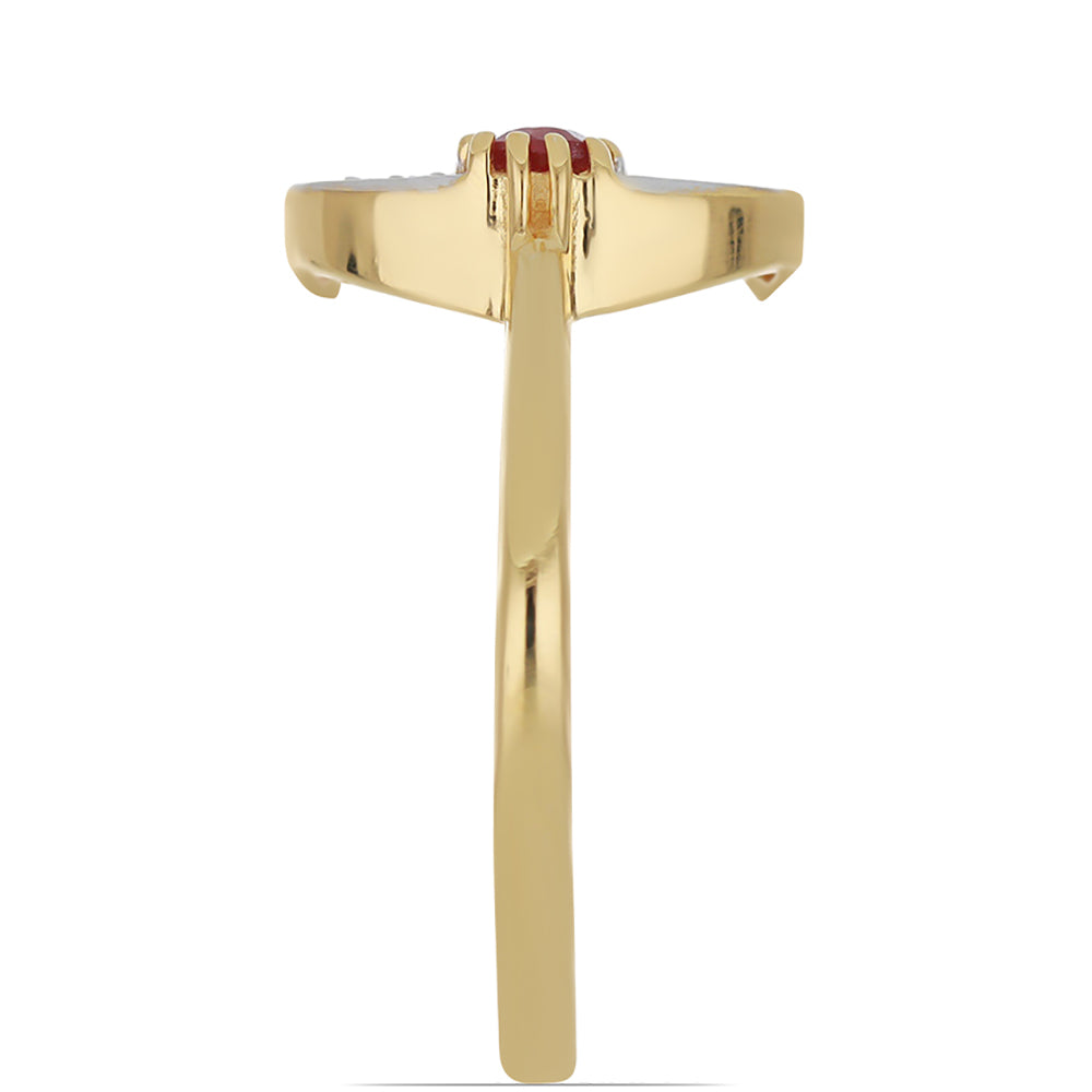 Inel din Argint 925 Placat cu Aur ( 2.63 grame ) cu Rubin Malagasy și Topaz Alb 0.26 Carate 4 