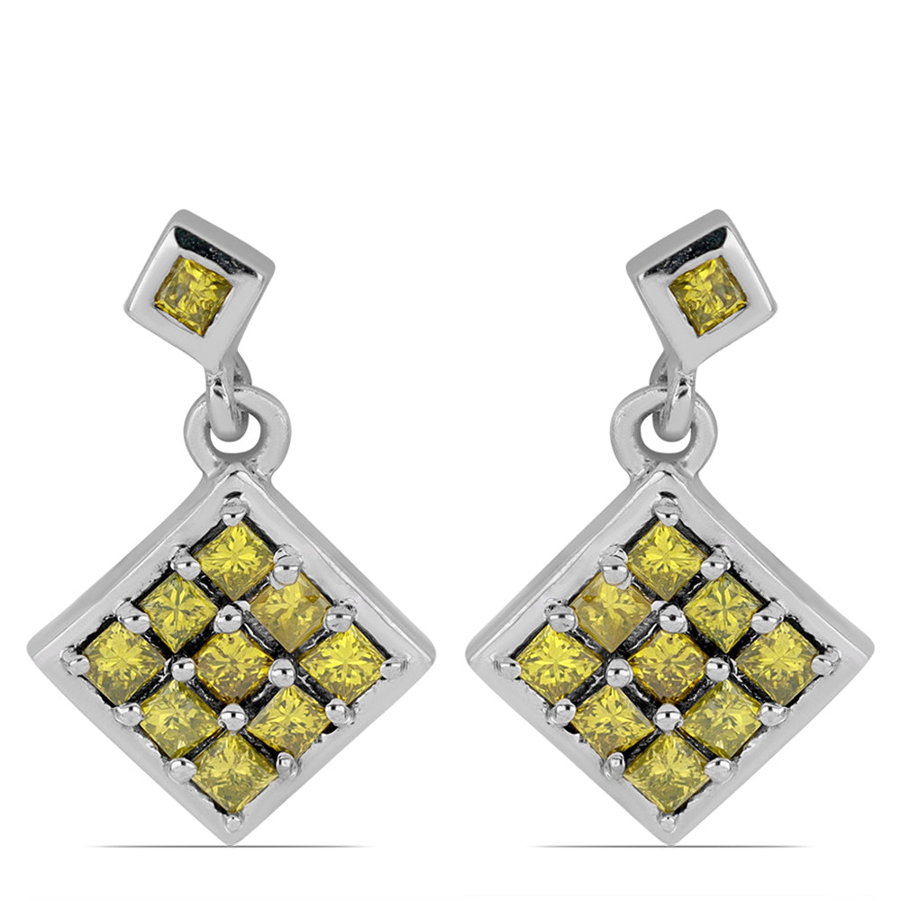 Cercei din Argint 925 ( 2.03 grame ) cu Diamant Galben 0.67 Carate