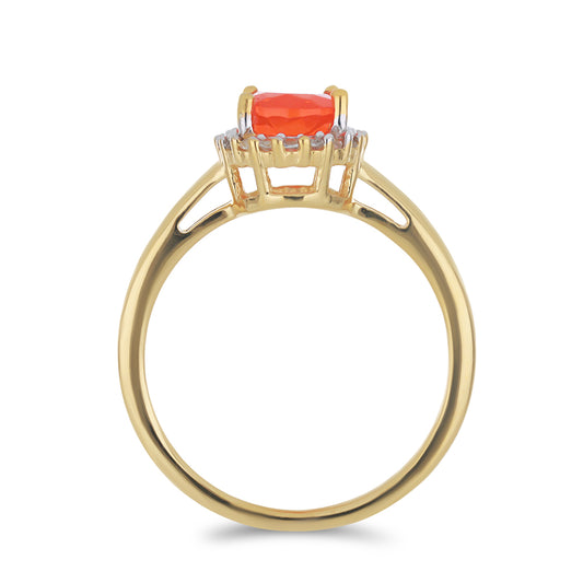 Inel din Argint 925 Placat cu Aur ( 2.44 grame ) cu Opal Etiopian Lega Dembi Portocaliu și Topaz Alb 0.89 Carate