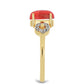 Inel din Argint 925 Placat cu Aur ( 2.42 grame ) cu Coral Roșu Burete și Topaz Alb 1.58 Carate
