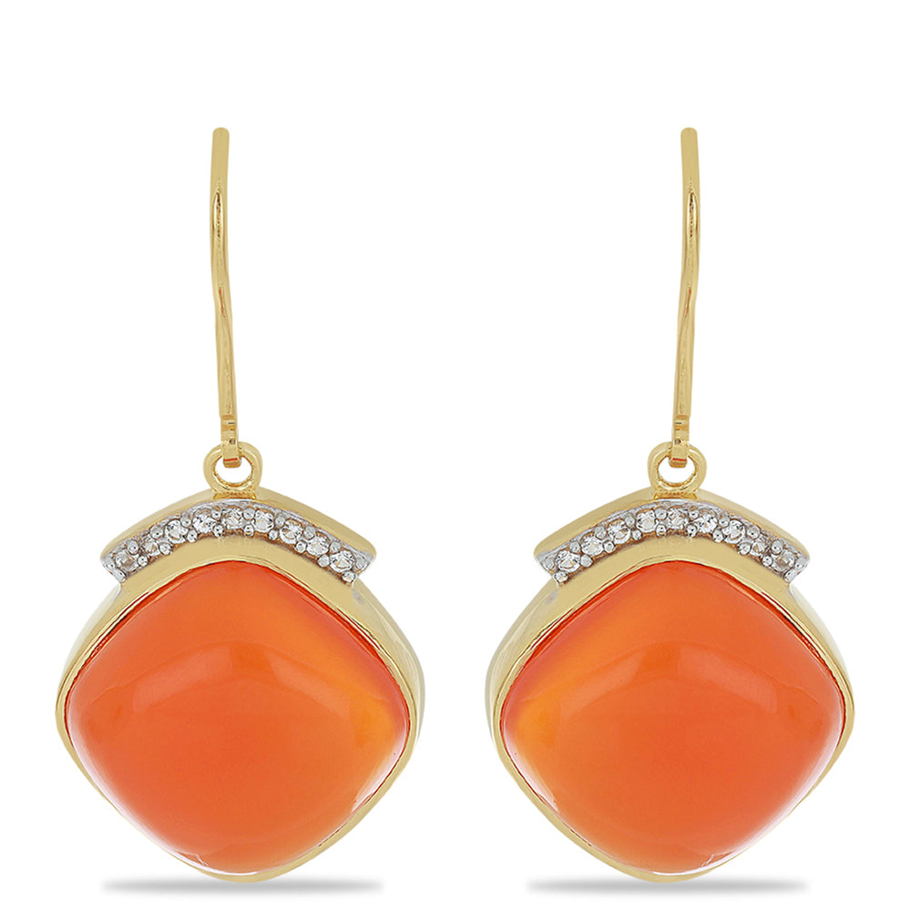 Cercei din Argint 925 Placat cu Aur ( 4.76 grame ) cu Carneol Tagebau și Topaz Alb 23.53 Carate 1 