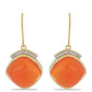 Cercei din Argint 925 Placat cu Aur ( 4.76 grame ) cu Carneol Tagebau și Topaz Alb 23.53 Carate