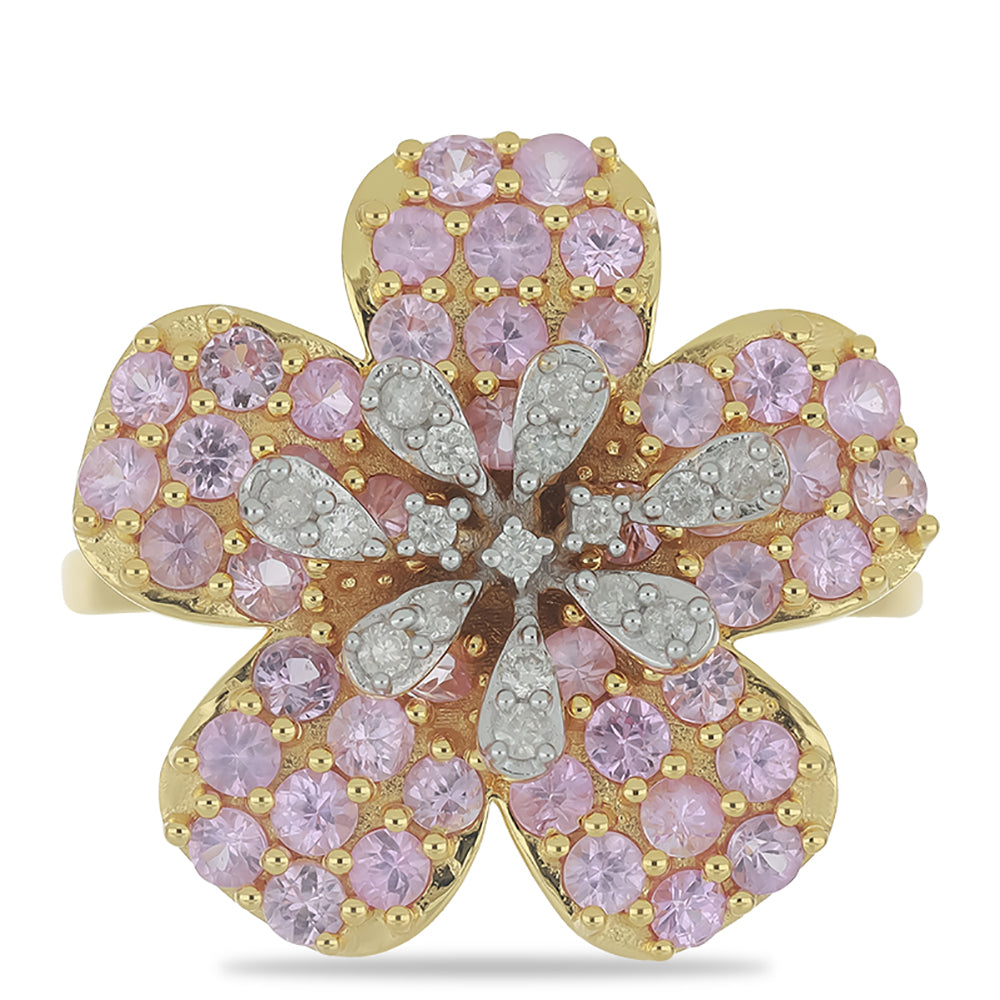 Inel din Aur de 9K ( 4.06 grame ) cu Safir Roz și Diamant Alb 1.95 Carate
