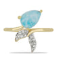 Inel din Argint 925 Placat cu Aur ( 3.02 grame ) cu Larimar(Piatra delfinului) și Topaz Alb 2.35 Carate