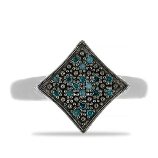 Inel din Argint 925 ( 2.93 grame ) cu Diamant Albastru 0.15 Carate