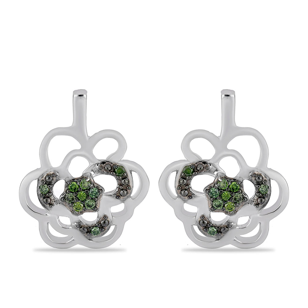 Cercei din Argint 925 ( 4.36 grame ) cu Diamant Verde 0.22 Carate 1 