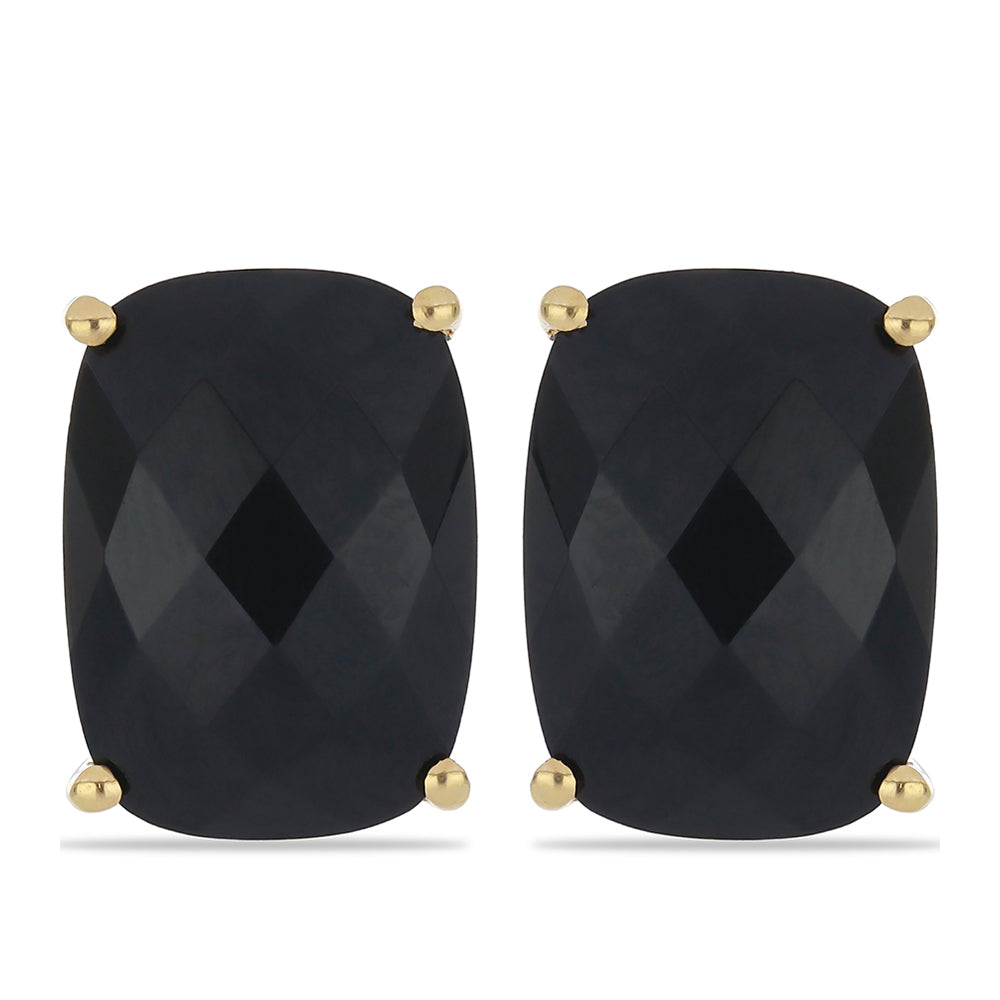 Cercei din Argint 925 Placat cu Aur ( 2.67 grame ) cu Spinel Negru Gorno Badakhshan 11.98 Carate