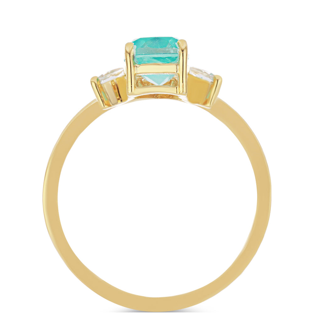 Inel din Argint 925 Placat cu Aur ( 1.59 grame ) cu Cuarț Paraiba și Topaz Alb 1.4 Carate