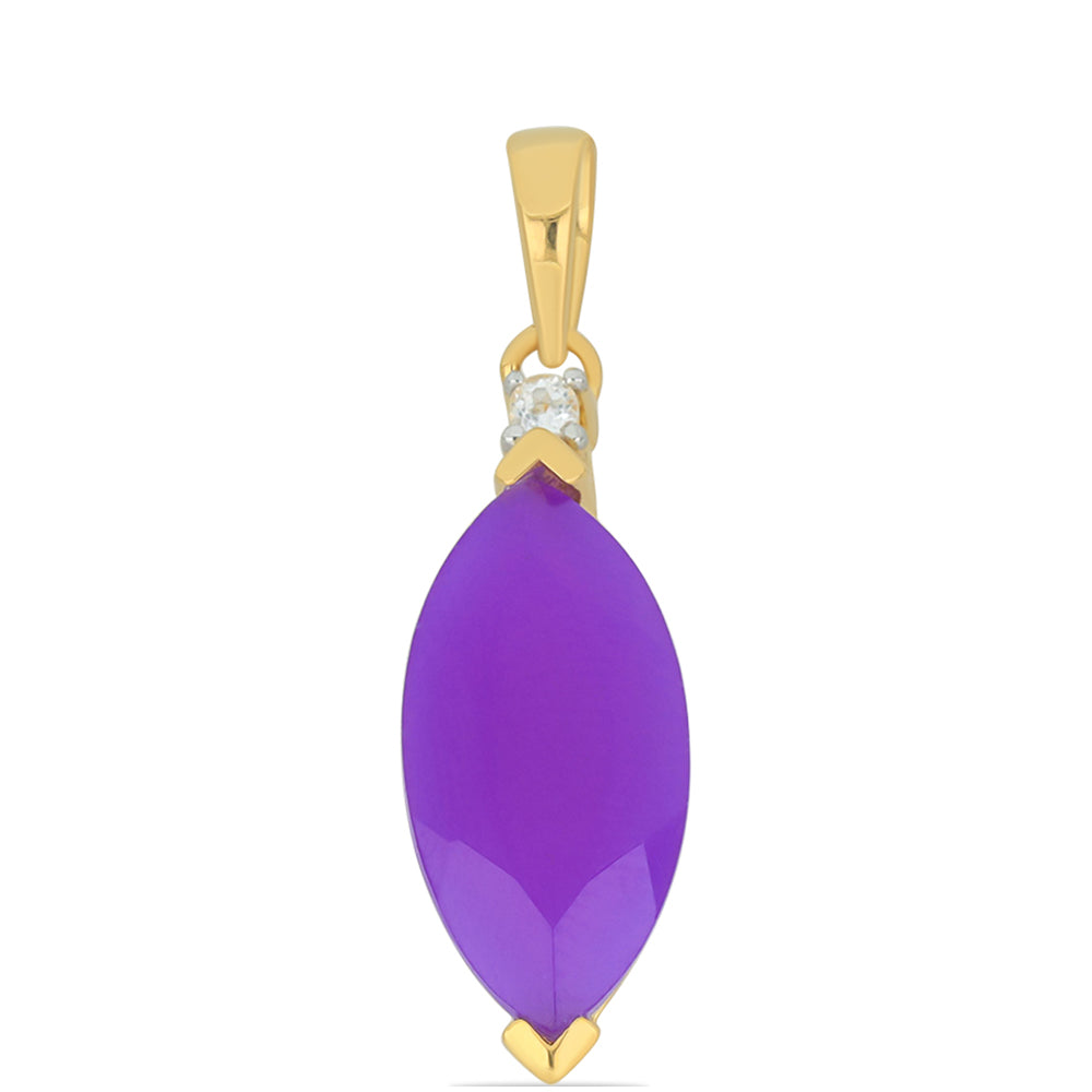 Pandantiv din Argint 925 Placat cu Aur ( 1.53 grame ) cu Agat Violet și Topaz Alb 3.68 Carate 1 