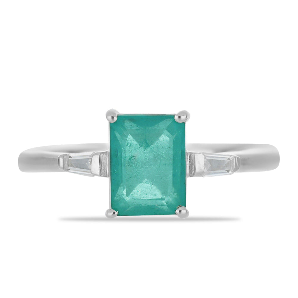 Inel din Argint 925 ( 2.34 grame ) cu Cuarț Paraiba și Zircon Alb 1.94 Carate 1 