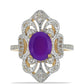 Inel din Argint 925 Placat cu Aur ( 5.82 grame ) cu Agat Violet și Topaz Alb 2.72 Carate