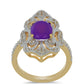 Inel din Argint 925 Placat cu Aur ( 5.82 grame ) cu Agat Violet și Topaz Alb 2.72 Carate