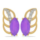 Cercei din Argint 925 Placat cu Aur ( 3.37 grame ) cu Agat Violet și Topaz Alb 1.99 Carate