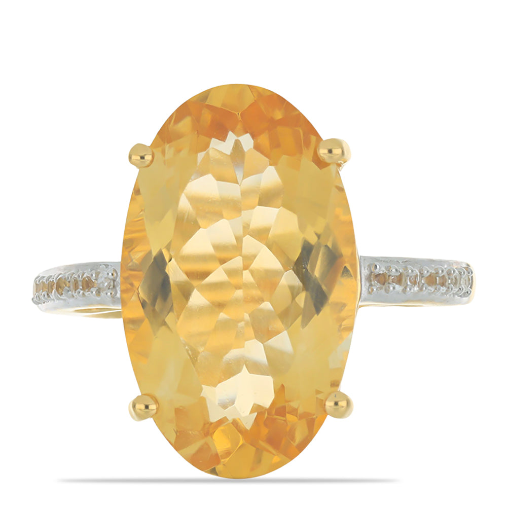 Inel din Argint 925 Placat cu Aur ( 3.46 grame ) cu Citrin Rio Grande și Topaz Alb 10.69 Carate 1 