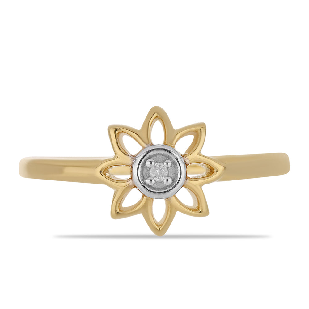Inel din Argint 925 Placat cu Aur ( 1.9 grame ) cu Diamant Alb 0.01 Carate 1 
