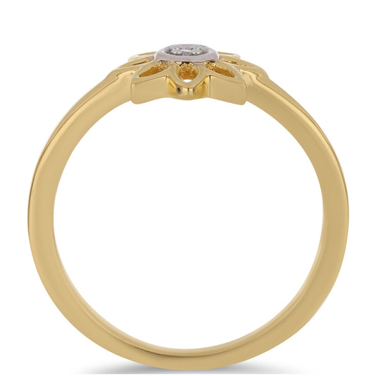 Inel din Argint 925 Placat cu Aur ( 1.9 grame ) cu Diamant Alb 0.01 Carate