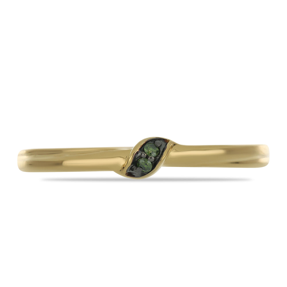 Inel din Argint 925 Placat cu Aur ( 1.73 grame ) cu Diamant Verde 0.02 Carate