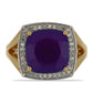 Inel din Argint 925 Placat cu Aur ( 5.15 grame ) cu Agat Violet și Topaz Alb 5.77 Carate