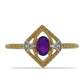 Inel din Argint 925 Placat cu Aur ( 2.35 grame ) cu Agat Violet și Topaz Alb 0.43 Carate