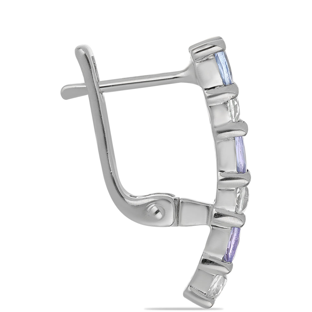 Cercei din Argint 925 ( 3.47 grame ) cu Tanzanit și Topaz Alb 1.69 Carate