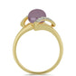 Inel din Argint 925 Placat cu Aur ( 3.88 grame ) cu Perlă de cultură Violet și Topaz Alb 2.63 Carate