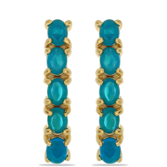 Cercei din Argint 925 Placat cu Aur ( 3.98 grame ) cu Opal Albastru Etiopian Paraiba 1.08 Carate