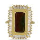 Inel din Argint 925 Placat cu Aur ( 5.12 grame ) cu Amolit și Zircon Alb 7.26 Carate