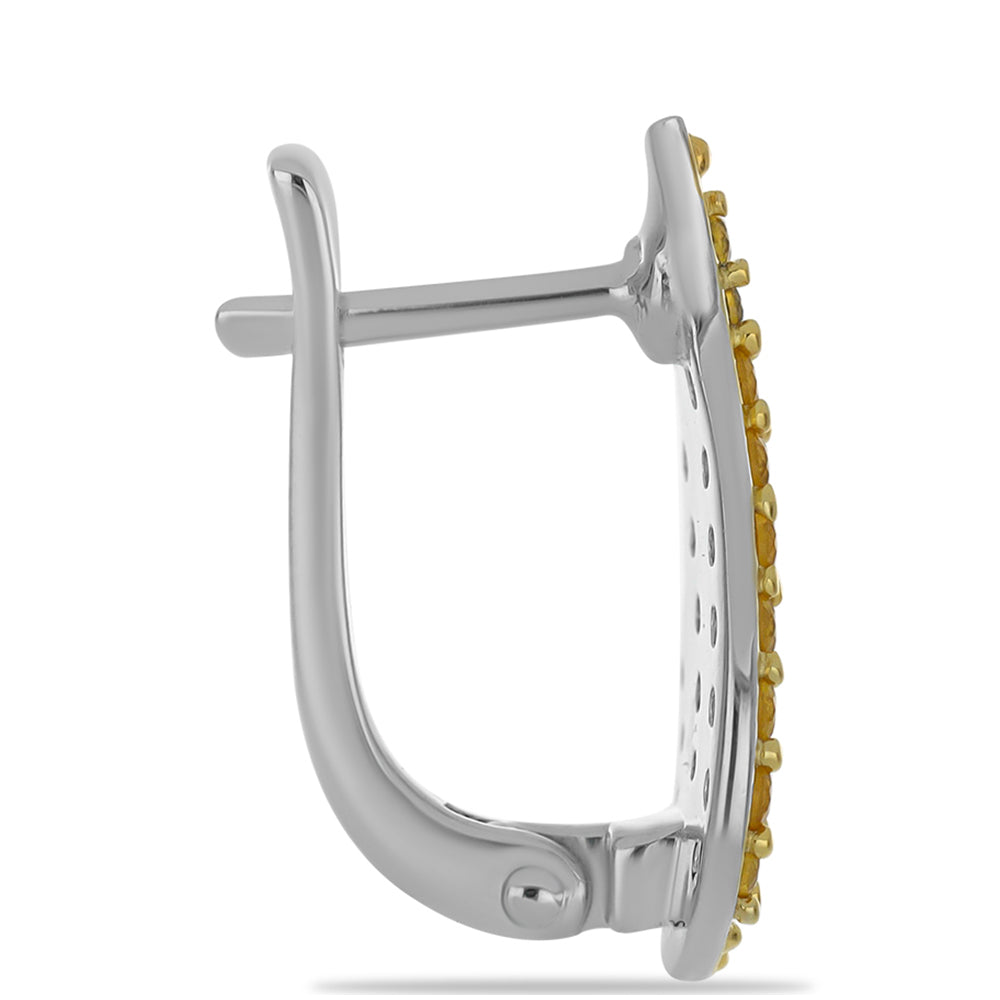 Cercei din Argint 925 Placat cu Aur de 2 tonuri ( 3.08 grame ) cu Citrin Ural 0.5 Carate 2 