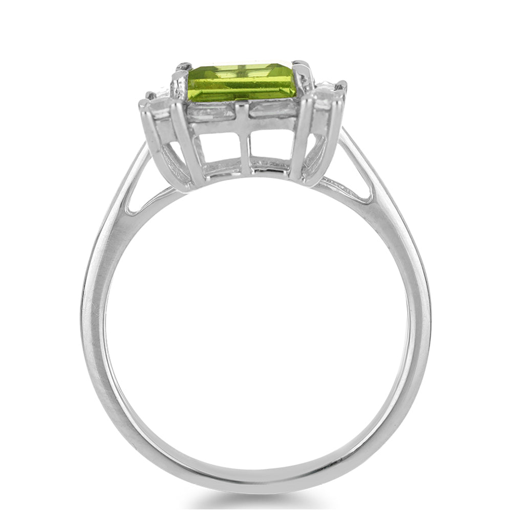 Inel din Argint 925 ( 2.78 grame ) cu Peridot Changbai și Topaz Alb 2.62 Carate