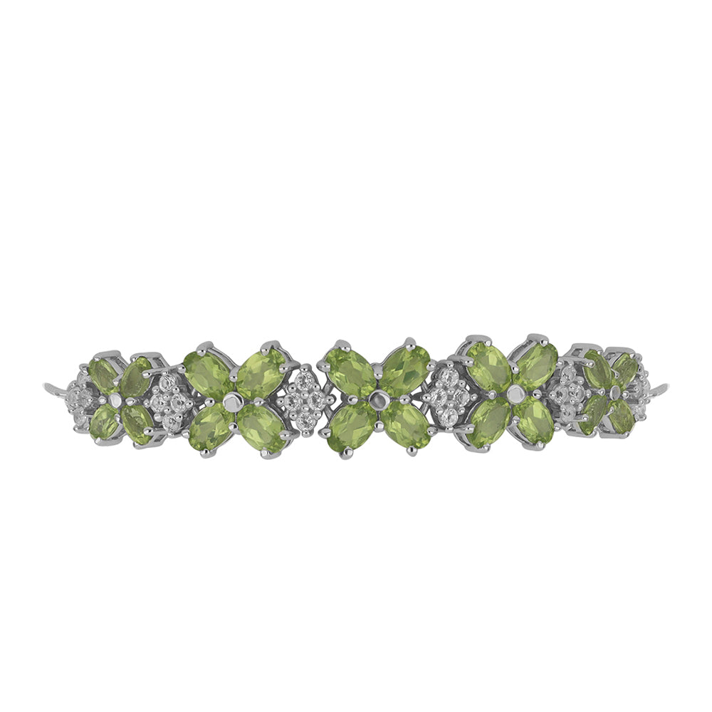 Brățară din Argint 925 ( 9.51 grame ) cu Peridot Changbai și Topaz Alb 8.9 Carate 2 