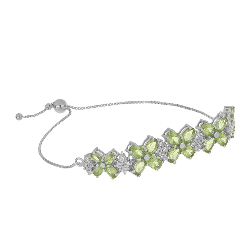 Brățară din Argint 925 ( 9.51 grame ) cu Peridot Changbai și Topaz Alb 8.9 Carate