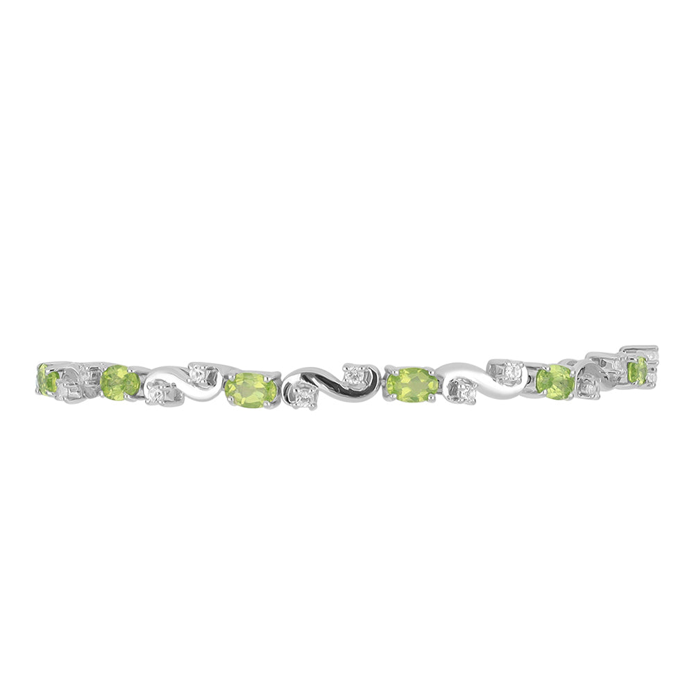 Brățară din Argint 925 ( 8.84 grame ) cu Peridot Changbai și Topaz Alb 3.32 Carate