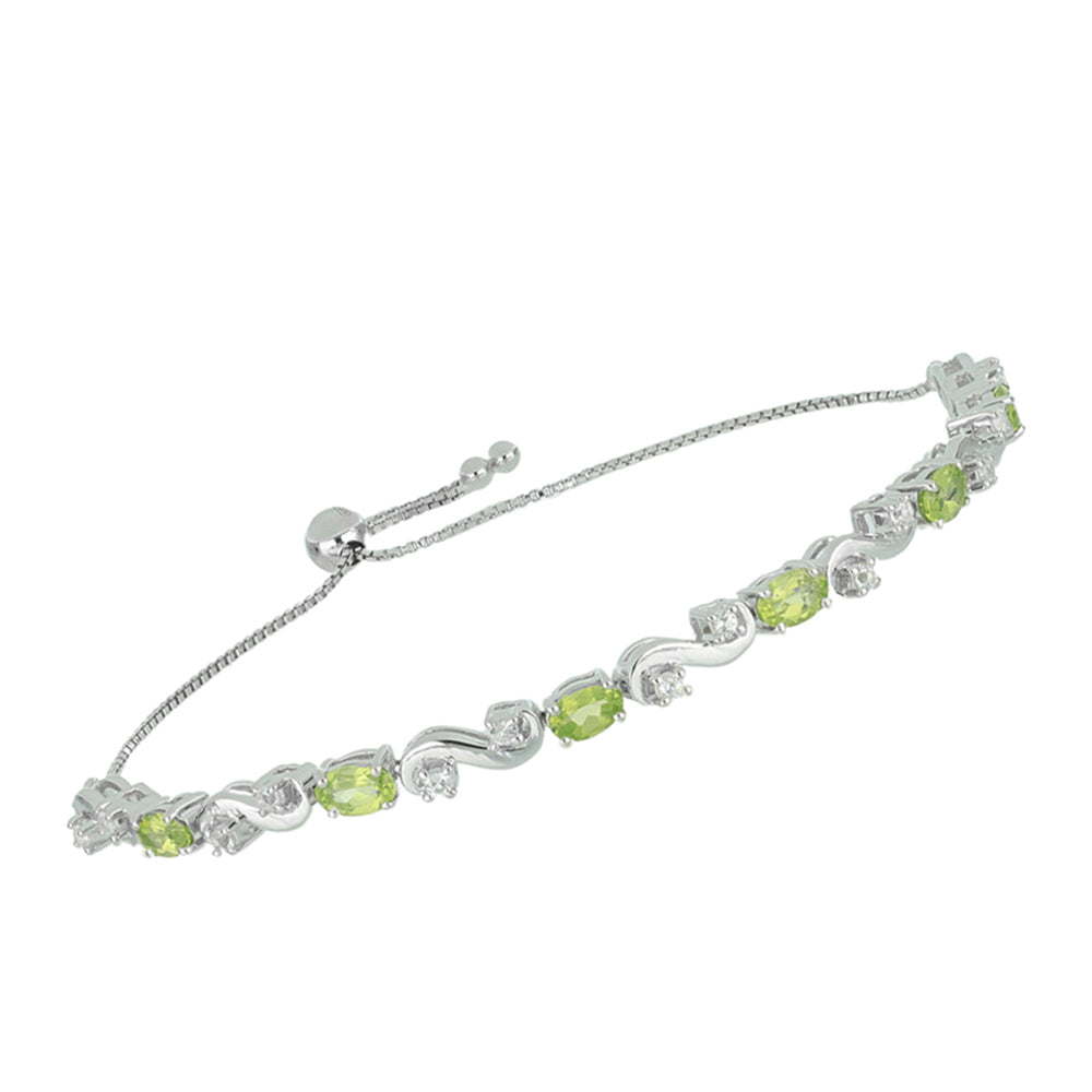 Brățară din Argint 925 ( 8.84 grame ) cu Peridot Changbai și Topaz Alb 3.32 Carate 1 