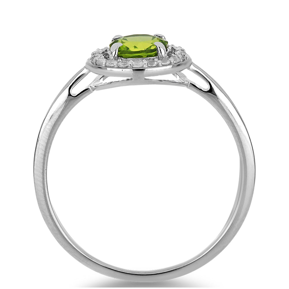 Inel din Argint 925 ( 1.94 grame ) cu Peridot Changbai și Topaz Alb 1.12 Carate 2 