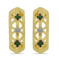 Cercei din Argint 925 Placat cu Aur ( 3.14 grame ) cu Diamant Verde și Diamant Alb 0.05 Carate