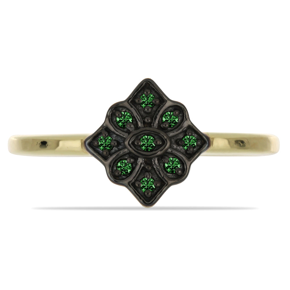 Inel din Argint 925 Placat cu Aur ( 2.33 grame ) cu Diamant Verde 0.09 Carate