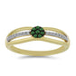 Inel din Argint 925 Placat cu Aur ( 2.6 grame ) cu Diamant Verde și Diamant Alb 0.2 Carate