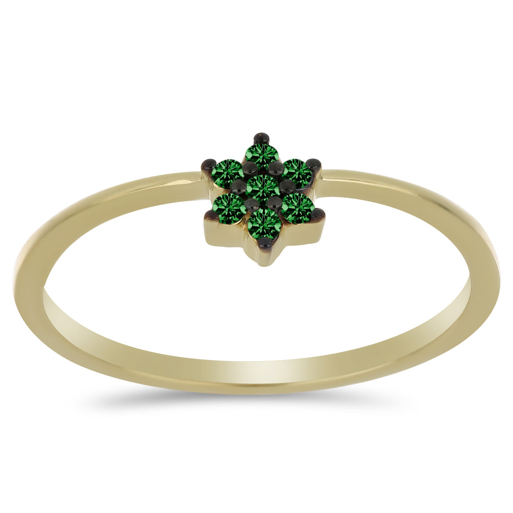 Inel din Argint 925 Placat cu Aur ( 1.38 grame ) cu Diamant Verde 0.1 Carate