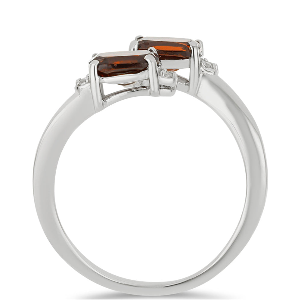 Inel din Argint 925 ( 2.8 grame ) cu Granat Barton și Topaz Alb 2.4 Carate 2 