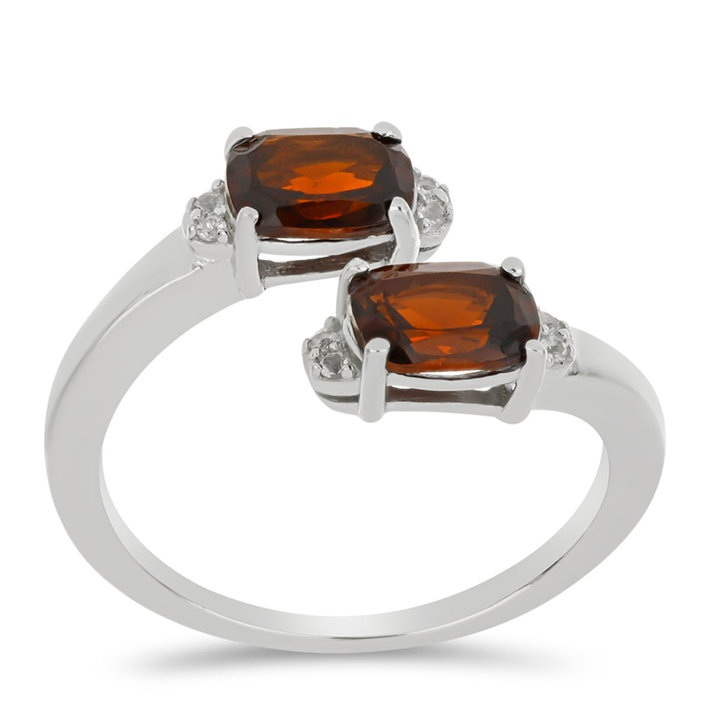 Inel din Argint 925 ( 2.8 grame ) cu Granat Barton și Topaz Alb 2.4 Carate 3 