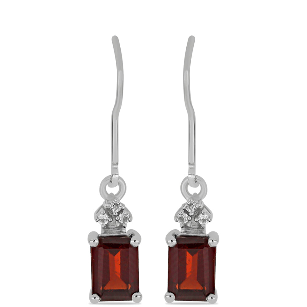 Cercei din Argint 925 ( 2.03 grame ) cu Granat Barton și Topaz Alb 2.46 Carate