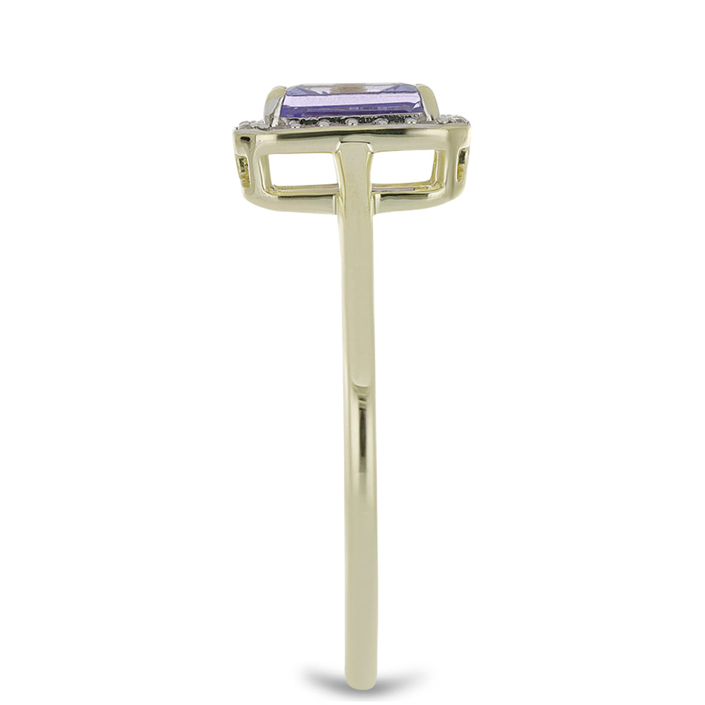 Inel din Aur de 9K ( 1.81 grame ) cu Tanzanit AAA și Zircon Alb Natural 1.15 Carate 4 