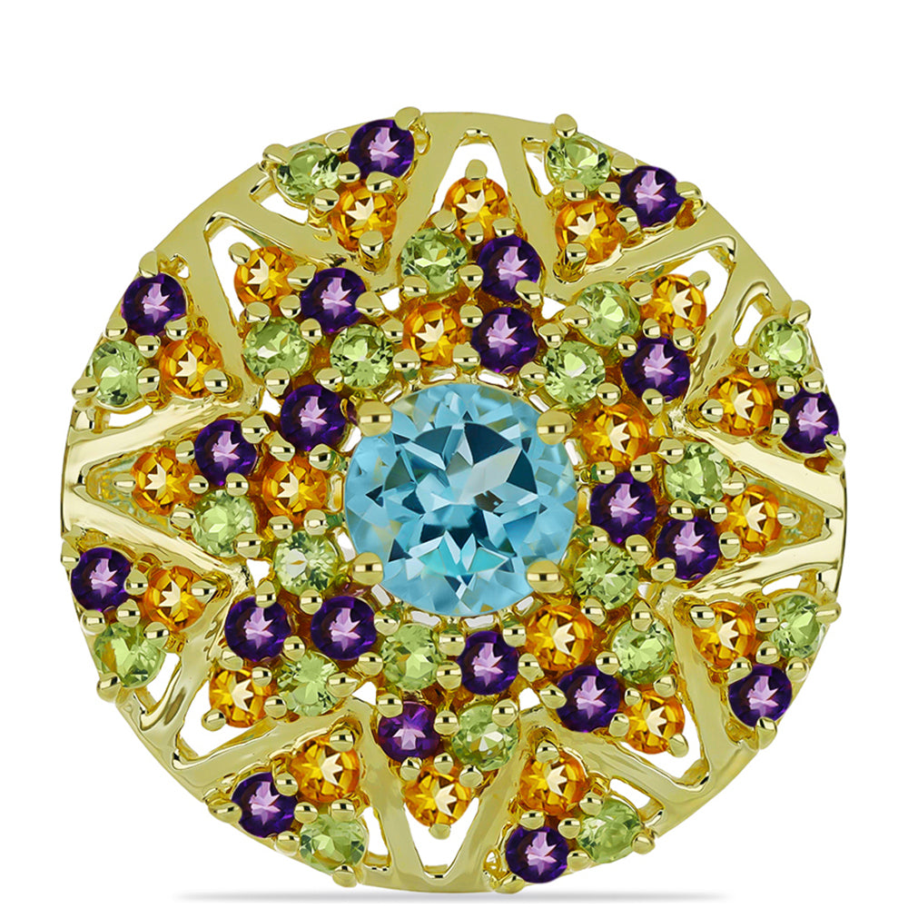 Inel din Argint 925 Placat cu Aur ( 5.47 grame ) cu Ametist Marocan și Citrin Ural 3.78 Carate 1 